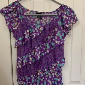 Purple floral blouse